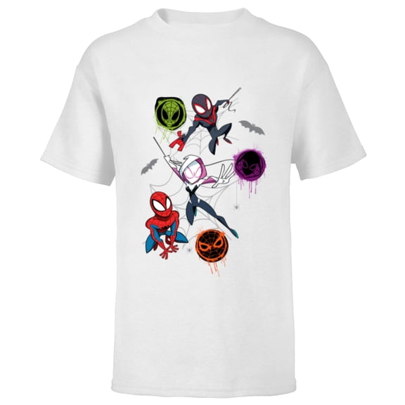 Marvel Spider-Man and Spider-Verse Pals Halloween Adventure - Short Sleeve T-Shirt for Kids - Customized-White