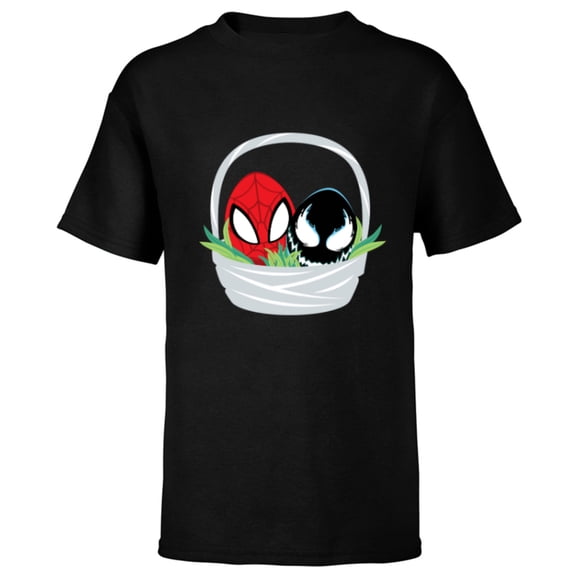 Marvel Spider-Man and Venom Easter Basket - Short Sleeve T-Shirt for Kids - Customized-Black