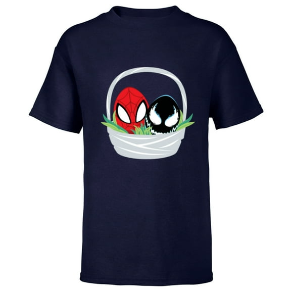 Marvel Spider-Man and Venom Easter Basket - Short Sleeve T-Shirt for Kids - Customized-Navy
