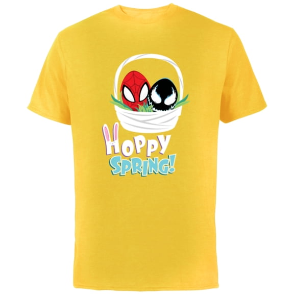 Marvel Spider-Man and Venom Eggs Hoppy Spring Easter Basket - Short Sleeve Cotton T-Shirt for Adults - Customized-Yellow