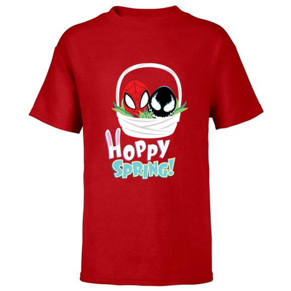 Marvel Spider-Man and Venom Eggs Hoppy Spring Easter Basket - Short Sleeve T-Shirt for Kids - Customized-Red