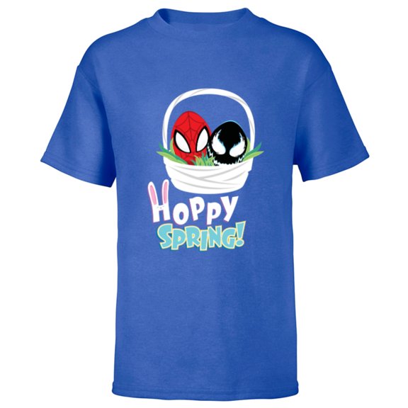 Marvel Spider-Man and Venom Eggs Hoppy Spring Easter Basket - Short Sleeve T-Shirt for Kids - Customized-Royal