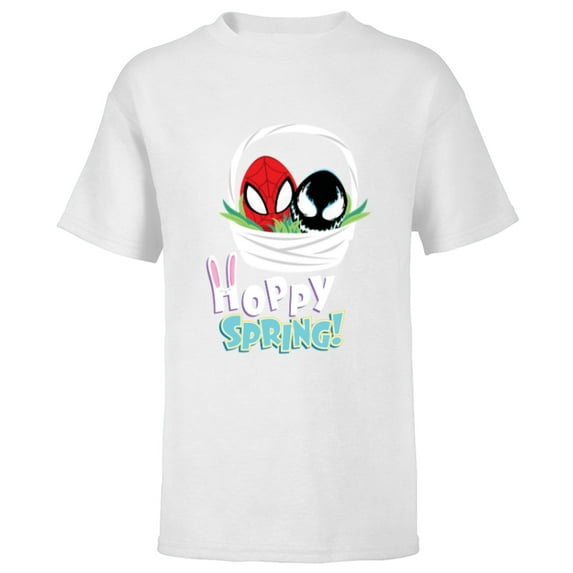 Marvel Spider-Man and Venom Eggs Hoppy Spring Easter Basket - Short Sleeve T-Shirt for Kids - Customized-White