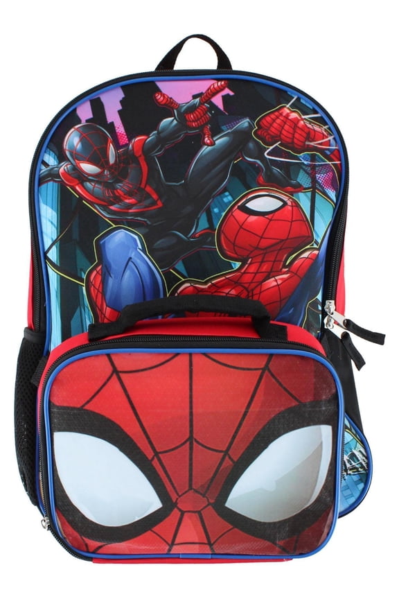 Spider-Man with Venom Spider-Man 16" Shoulder Backpack for School with Rectangular Lunch Bag