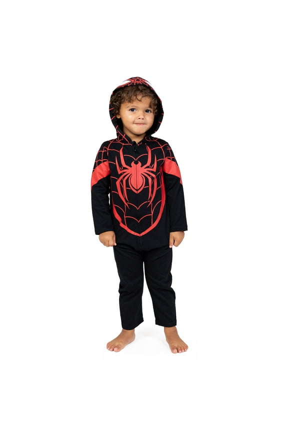 Spider-Verse Miles Morales Toddler Boys Zip Up Cosplay Coverall Infant to Little Kid