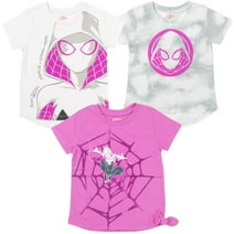 Marvel Spider-Verse Spider-Gwen Ghost Spider Little Girls 3 Pack T-Shirts Toddler to Big Kid