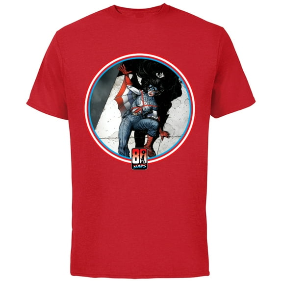 Marvel Spider-Woman Captain America 80th Anniversary Covers Standard - Short Sleeve Cotton T-Shirt for Adults - Customized-Red
