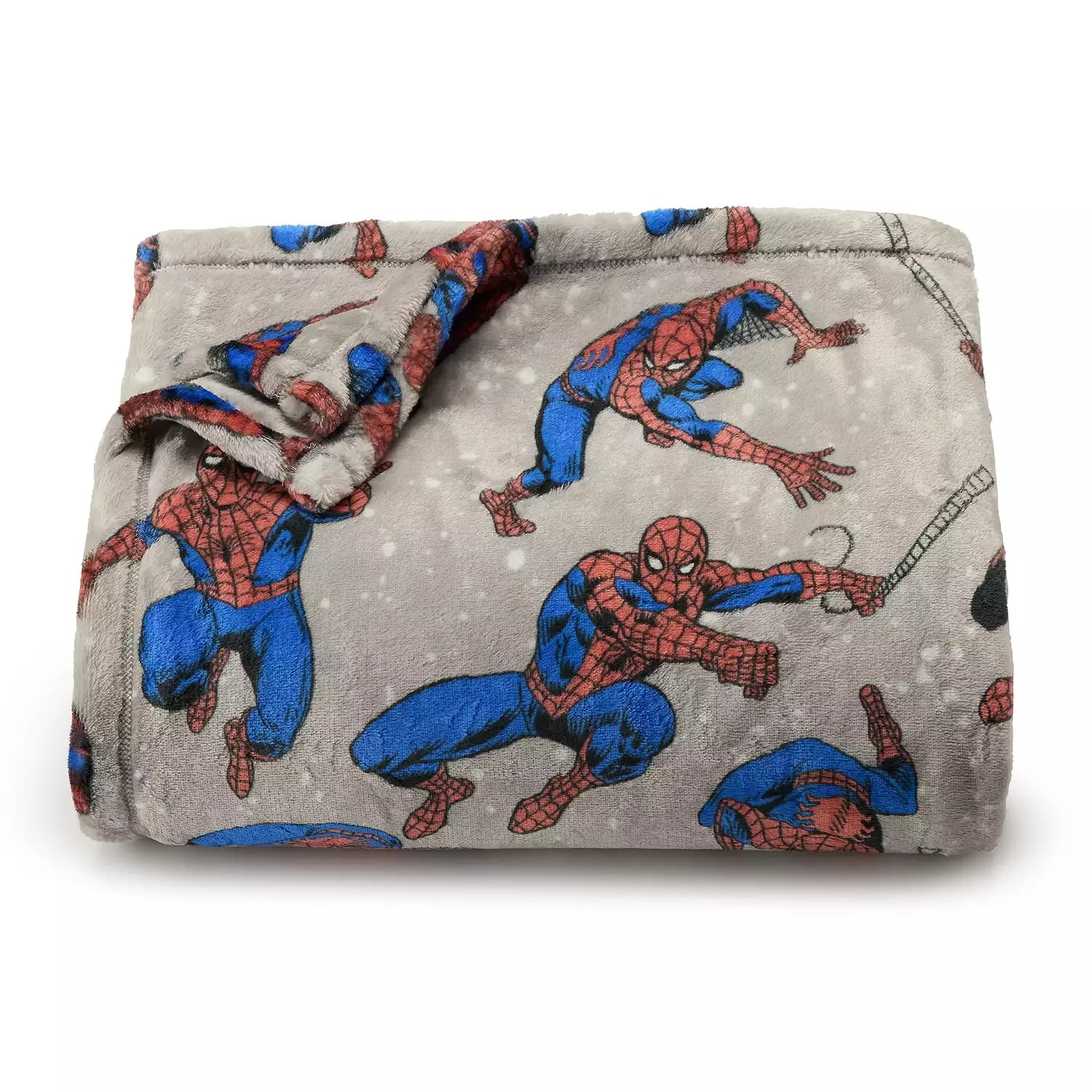Marvel Spider-man Superhero Large Fleece Plush Print Gray Blanket, 60" X 72"