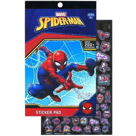 Marvel Spiderman 200pc Sticker Book 4 Sheets Puffy Stickers Boys Ages 3 Up