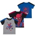 thumbnail image 1 of Marvel Spiderman 3 Pack Superhero Short Sleeve Crewneck Tee Shirt Set, Toddler and Kids, Size 6 Blue, 1 of 4