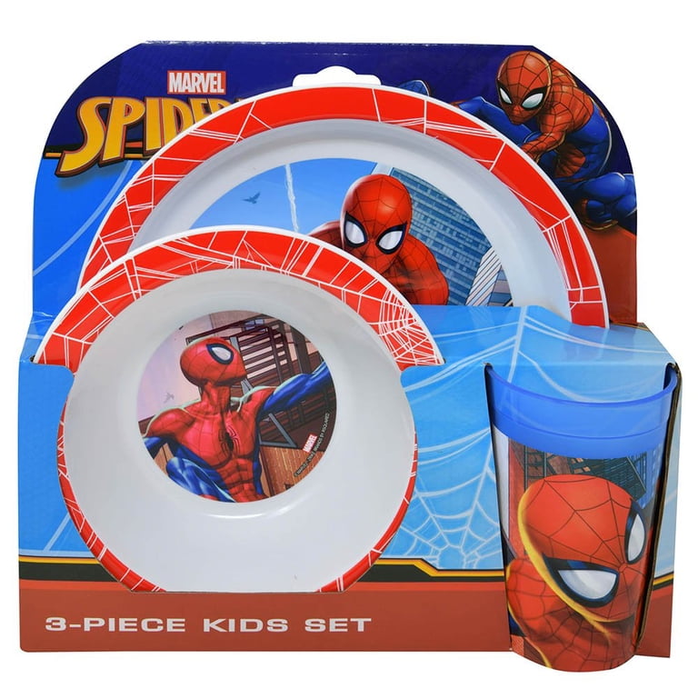 Marvel Spiderman 3 pc Kids Play set -Bowl & Cup - Walmart.com
