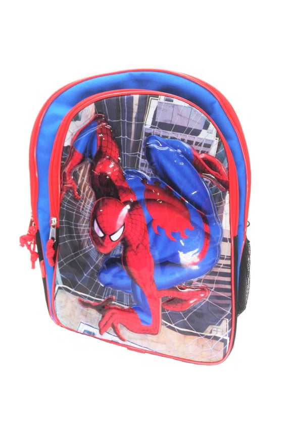 Marvel Spiderman 3D Backpack Blue with Waterbottle