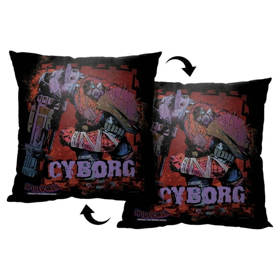 Marvel Spiderman Across The Spiderverse Here Comes Cyborg Kids Printed Throw Pillow, 18 x 18 inches