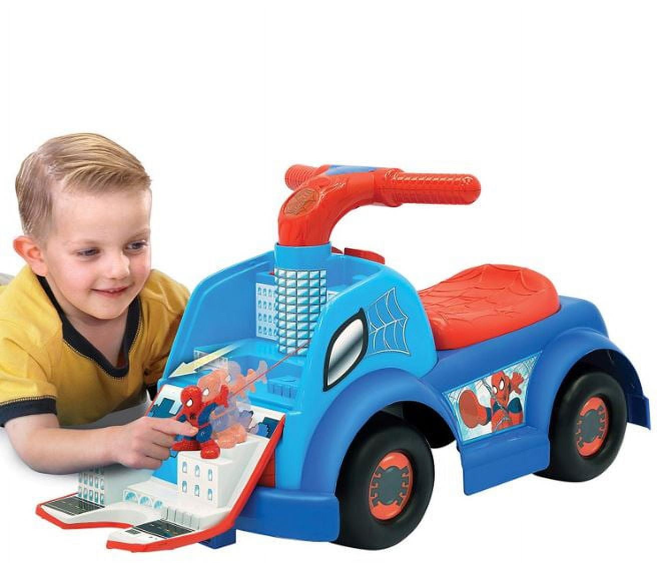 Marvel Spiderman Adventures Slinger Push Ride on with Spiderman Figure and Sounds