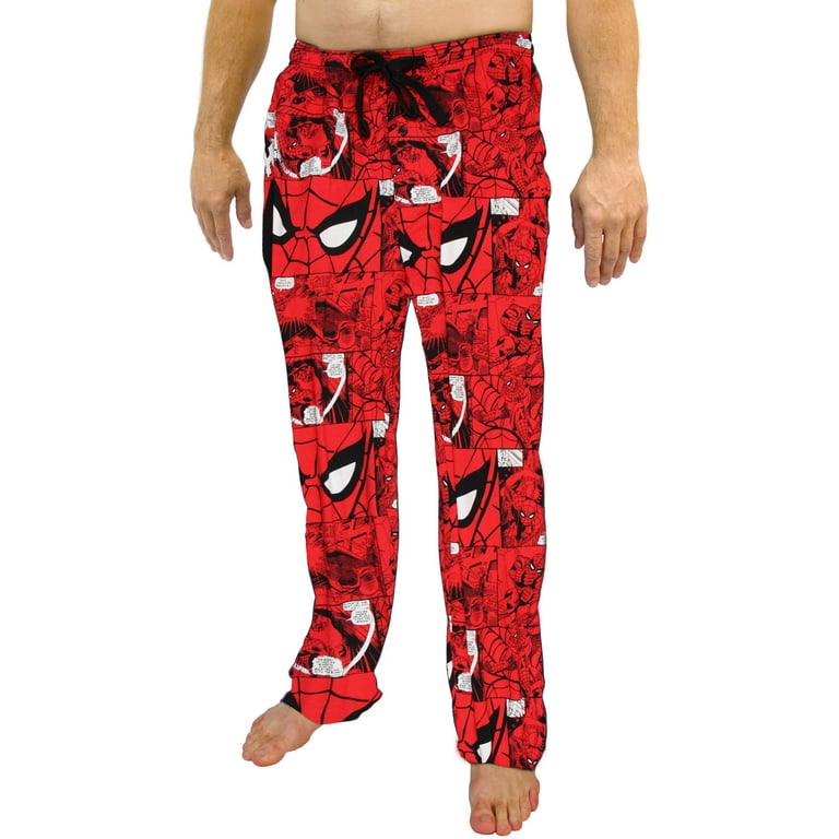 Marvel Spiderman All Over Print Men s Red Sleep Pants Pajamas Large Walmart