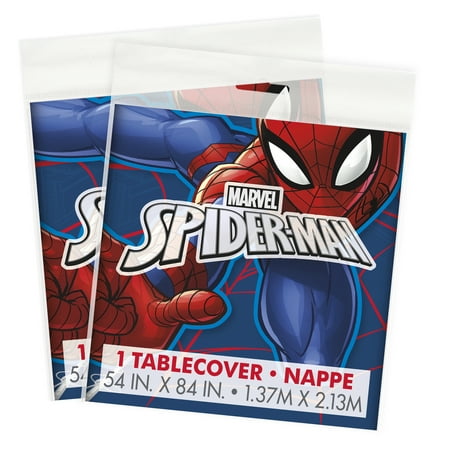 Marvel Spiderman Birthday Plastic Party Tablecloths, 84in x 54in, 2ct