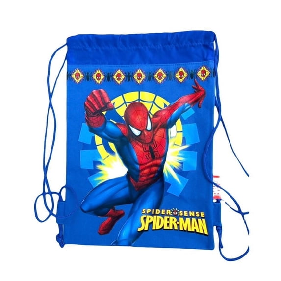 Marvel Spiderman Blue Drawstring Cinch Sack Bag