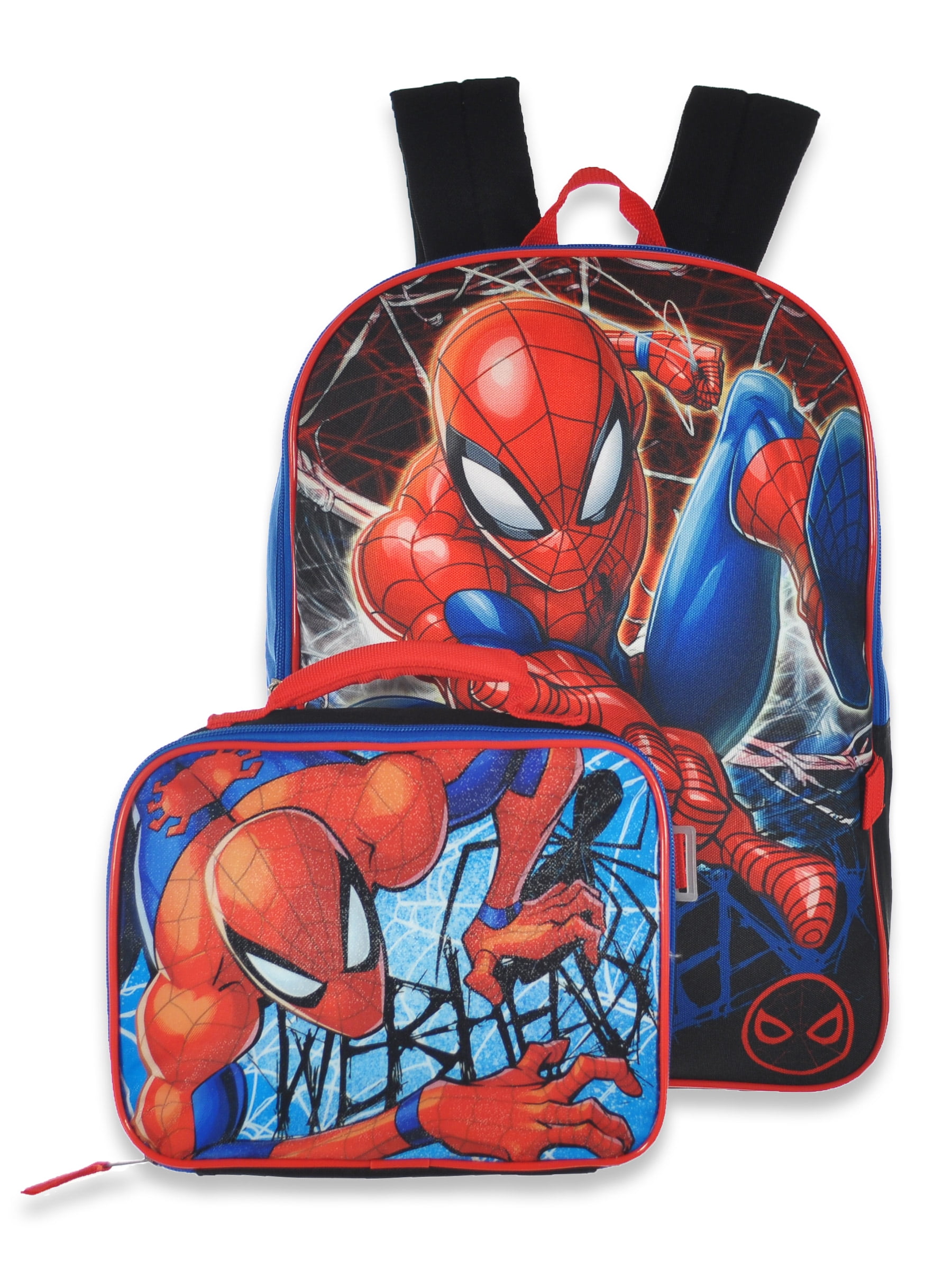 Marvel Spiderman Boy School Full Size Backpack with Detachable Lunch Bag Kit