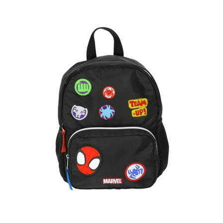 Spider Man Boys Mini Backpack with Patches, Black/Multi