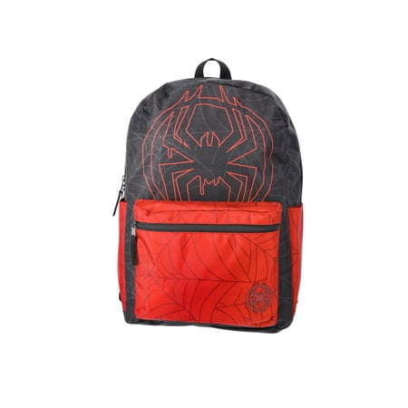 Marvel Spiderman Boys' Hooded Single Backpack, Black