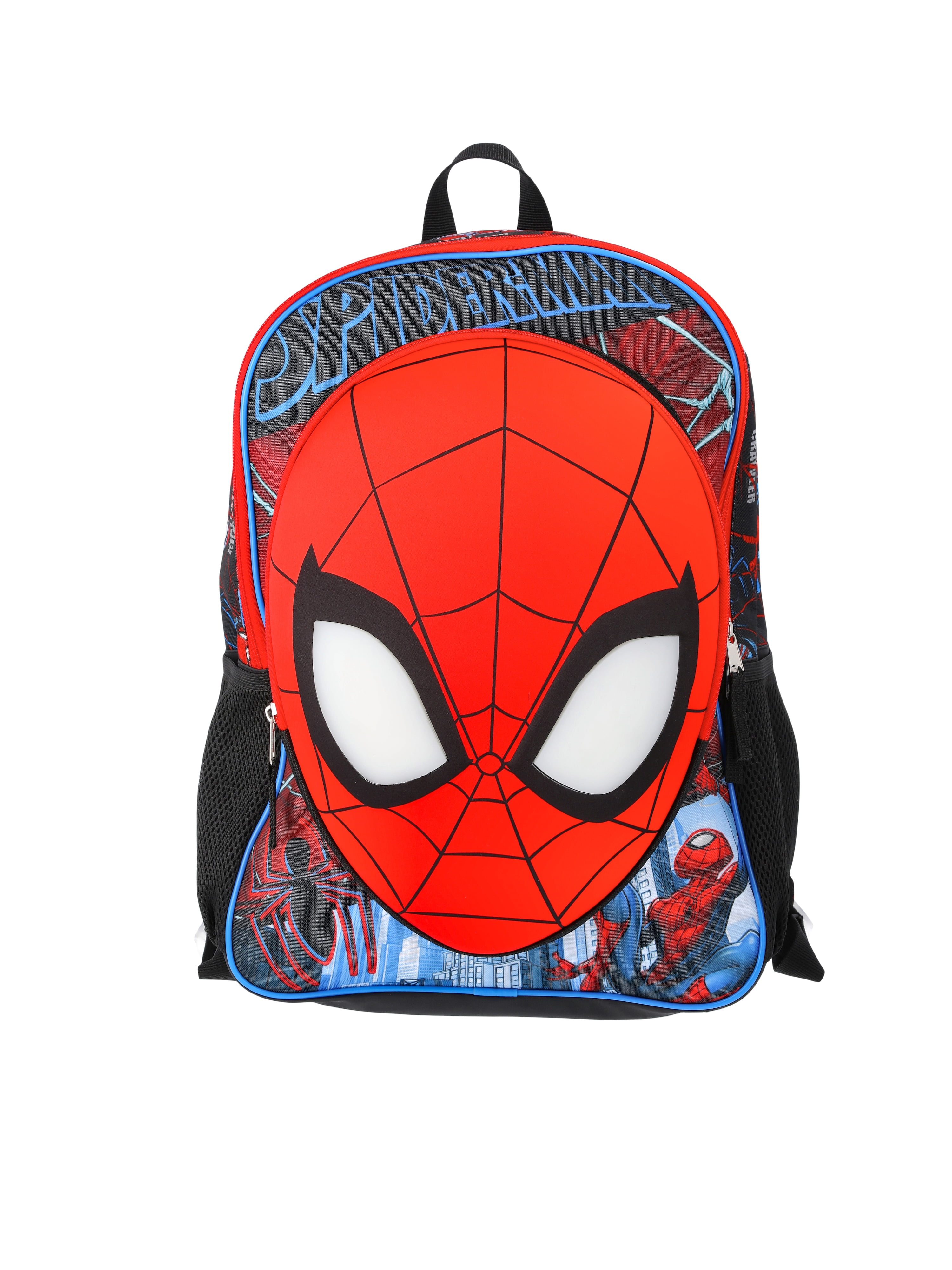 Marvel Spider-Man Mask Boys' Light-Up 17" Backpack, Black/Red