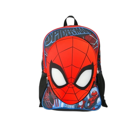 Marvel Spider-Man Mask Boys' Light-Up 17" Backpack, Black/Red