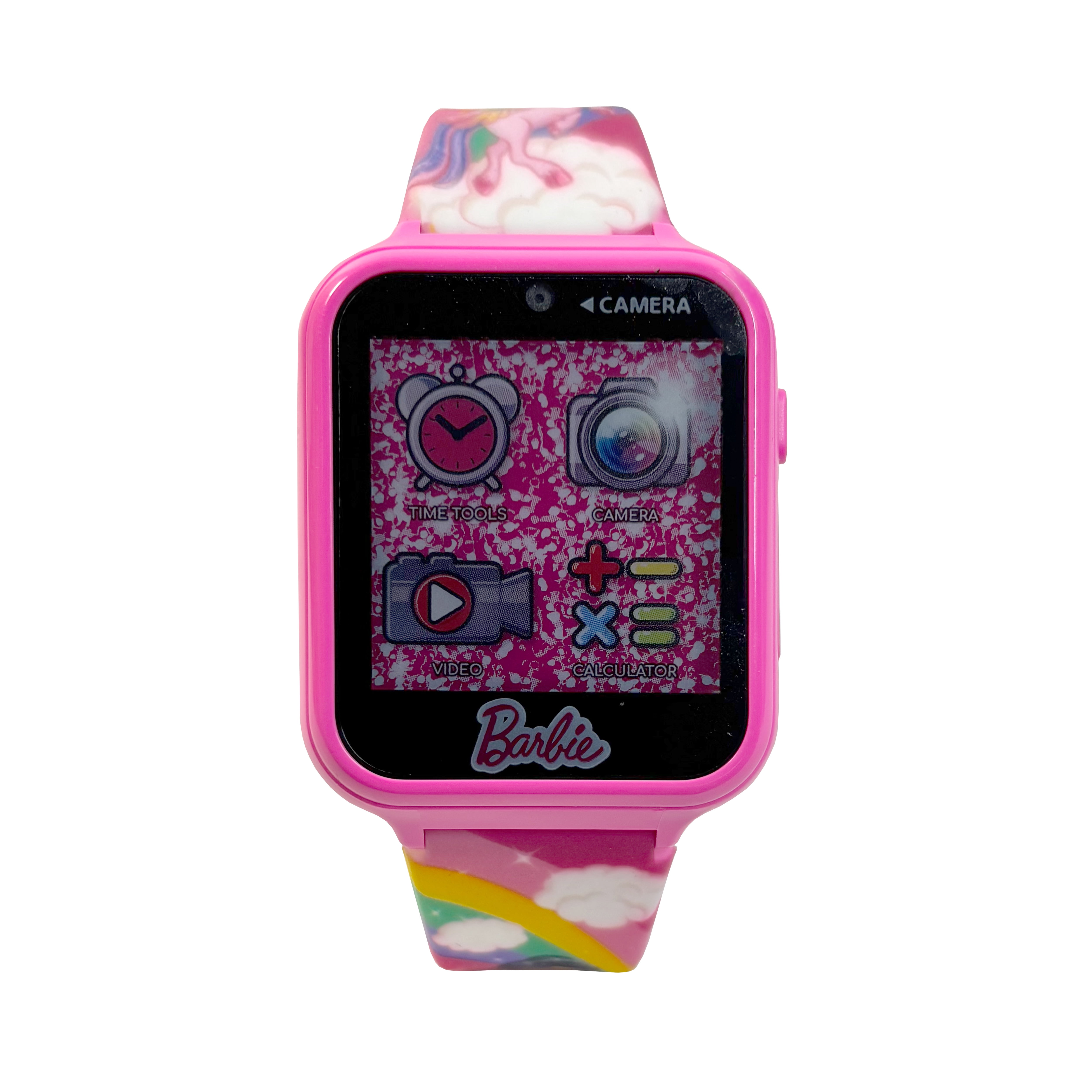 Mattel Barbie Girls Pink Printed Silicone Strap Interactive Smart Watch with Pink Case; BAB44058WM