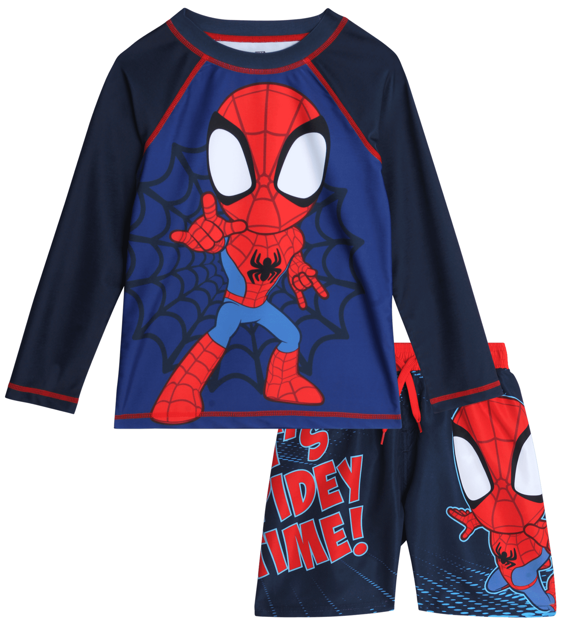 Marvel Spiderman Boys’ Rash Guard Set – Spider-Man Kids’ UPF 50+ Swim