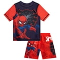 thumbnail image 1 of Marvel Spiderman Boys’ Rash Guard Set – Spider-Man Kids’ UPF 50+ Swim Shirt and Trunks for Boys (3T-12), 1 of 6