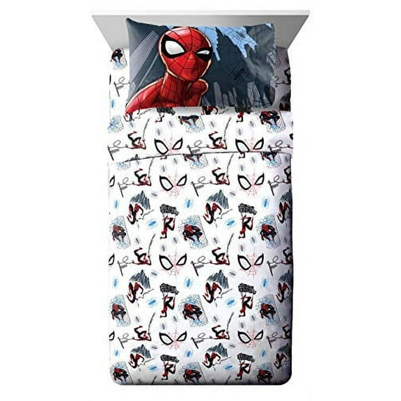 Marvel Spiderman Crawl 4 Piece Full Sheet Set, 100% Microfiber