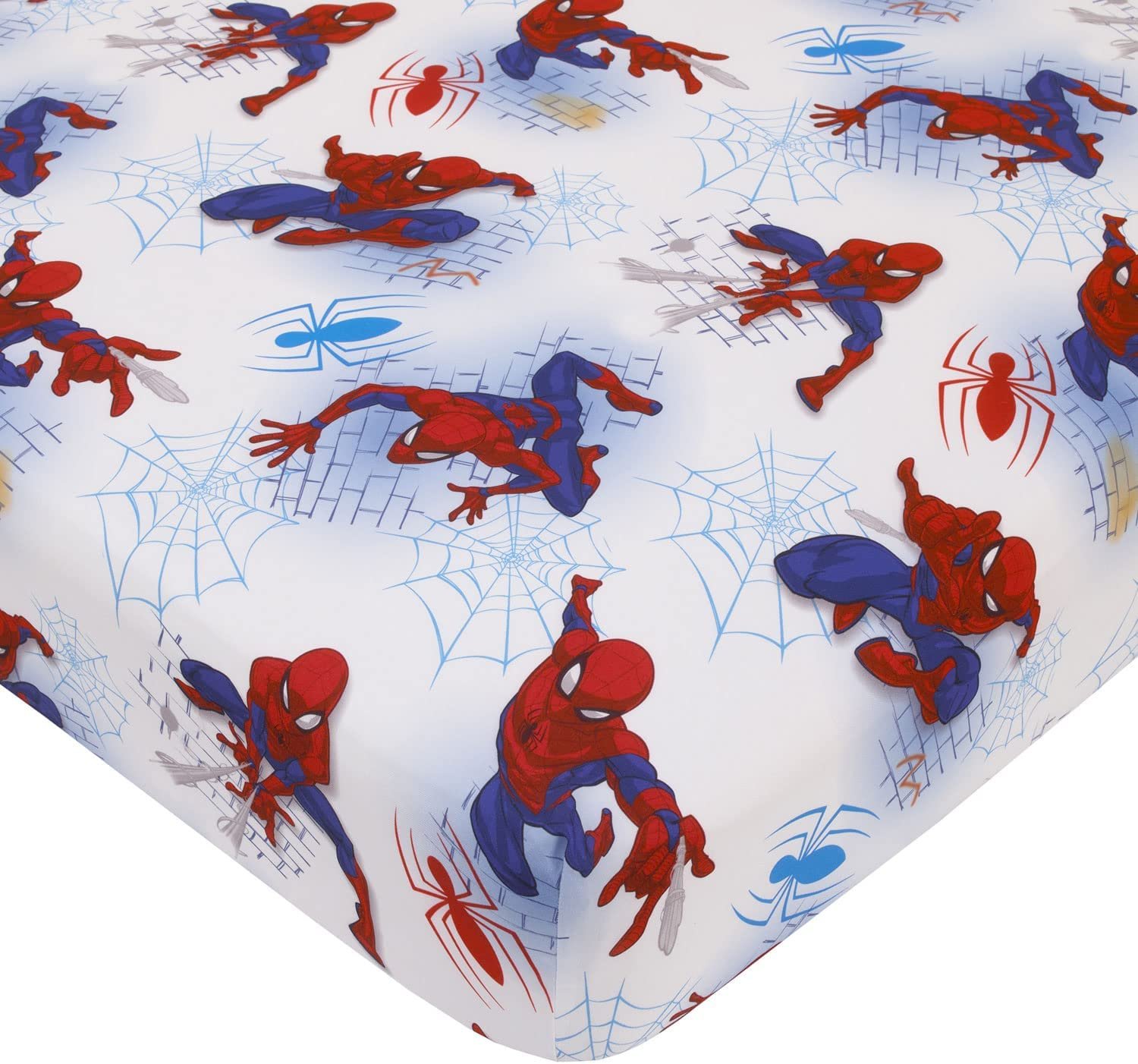 Marvel Spiderman Fitted Crib Sheet 100% Soft Microfiber, Baby Sheet, Fits Standard Size Crib Mattress 28in x 52in - image 1 of 4