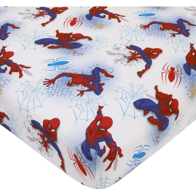 Marvel Spiderman Fitted Crib Sheet 100% Soft Microfiber, Baby Sheet, Fits Standard Size Crib Mattress 28in x 52in