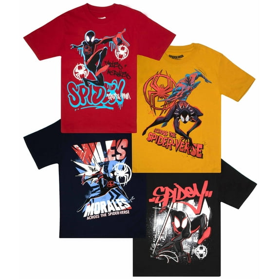 Marvel Spiderman Graphics Boys 4-Piece Set, 4-Pack Short Sleeve T-Shirt Bundle Set for Kids and Toddlers