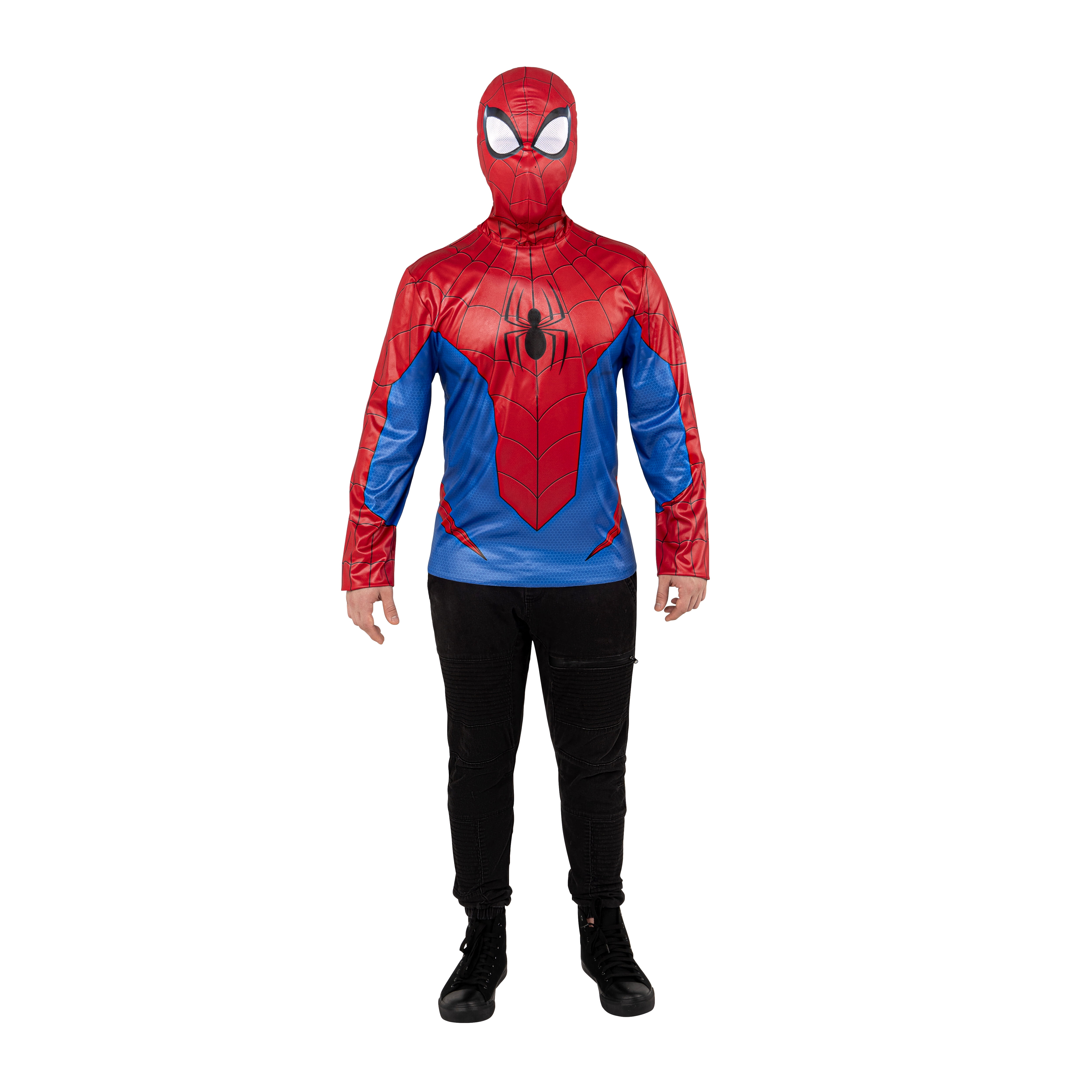 Marvel Spiderman Halloween Costume Top and Mask for Adults, Men's Size L/XL (36-42), by Jazwares