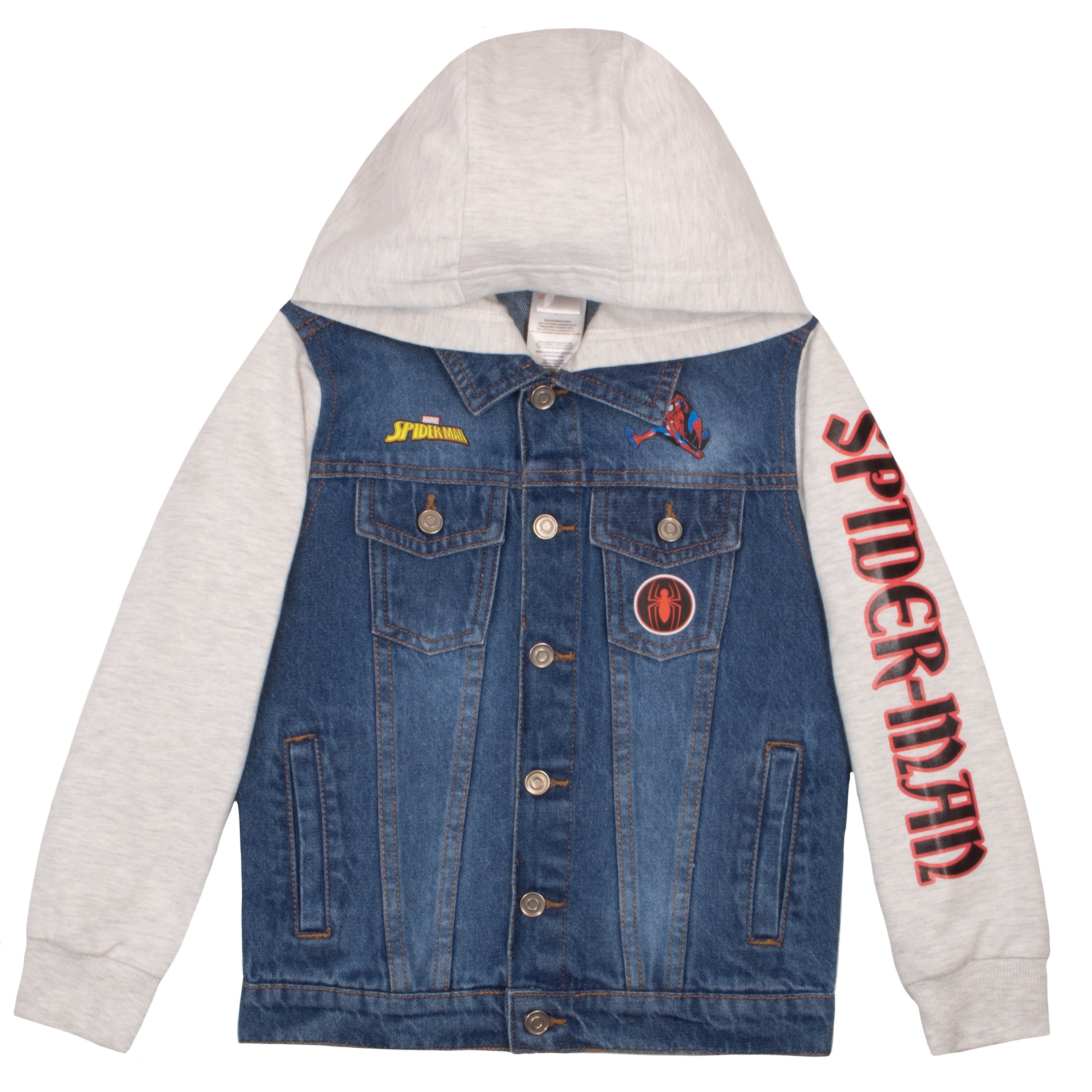 Marvel Spiderman Jean Jacket with Hoodie Spider-Man Denim Jacket