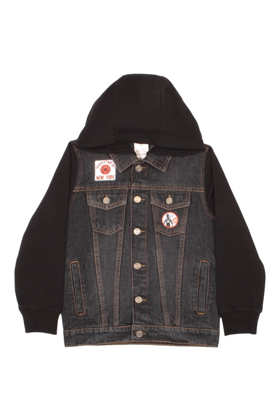 Spiderman Jean Jacket with Hoodie Spider-Man Miles Morales Denim Jacket for Little and Big Kid Boys Fashion Jacket (Size 4-16)