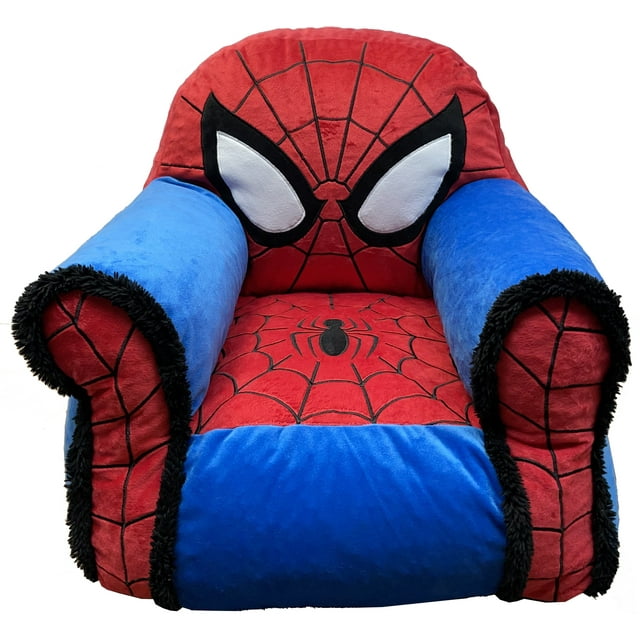 Marvel Spiderman Kids Figural Bean Bag Chair with Sherpa Trimming