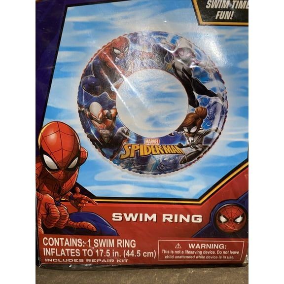 Marvel Spiderman Kids Swim Pool Ring Float Inner Tube Blue Red 17.5+ Repair Kit