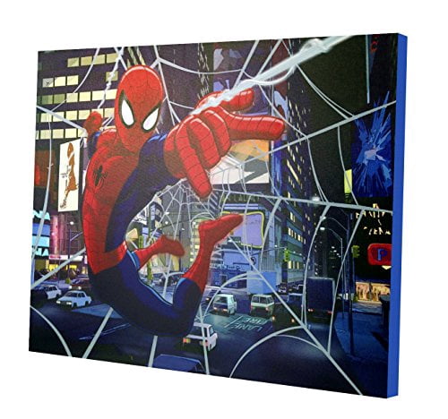 Marvel Spiderman LED Light Up Canvas Art - Comic Book Action