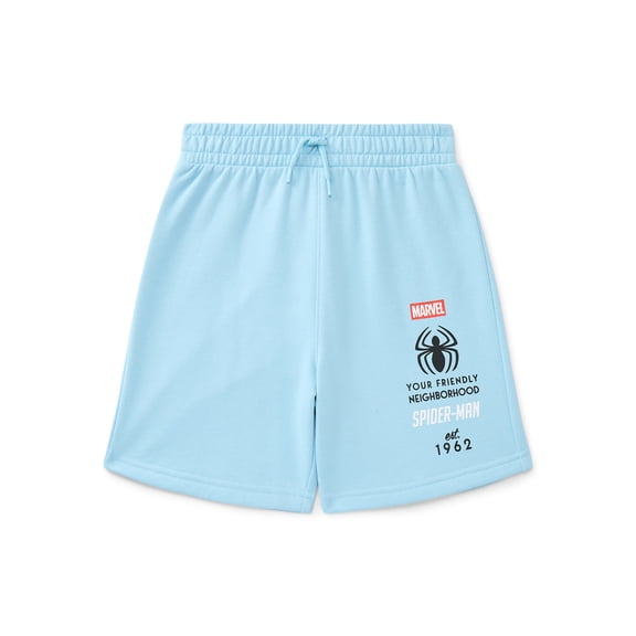 Marvel Spiderman Little Boys and Big Boys Short Sleeve Hoodie & Shorts 2pc Set, Sizes 4-16