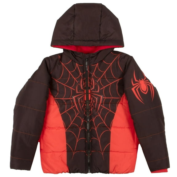 Marvel Boys Miles Morales Zip-Up Puffy Hoodie (Little & Big Boys), Sizes 4–16