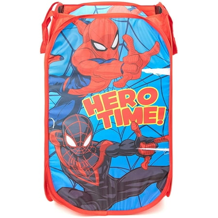 Marvel Spiderman & Miles Pop Up Hamper - Mesh Laundry Basket/Bag with Durable Handles