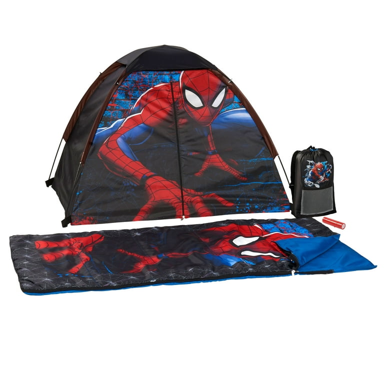 Marvel Spiderman Outdoors Kids Camping Set 4 pc with Tent and Sleeping Bag