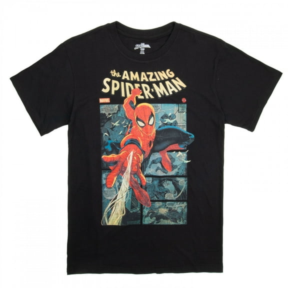 Marvel Spiderman Adult Black Tee Shirt, XS-XL (Men's)