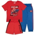 thumbnail image 1 of Marvel Spiderman Peter Parker Boys Athletic T-Shirt, Sweatpants, Shorts 3-Piece Set for Kids and Toddlers (Size 4-12), 1 of 12