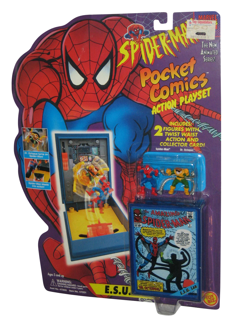 Marvel Spiderman Pocket Comics Esu Lab Toy Biz Mini Figure Toy Play Set