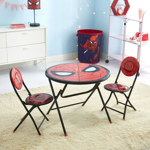 Marvel Spiderman Printed 3 Piece Round Table and Chair Set