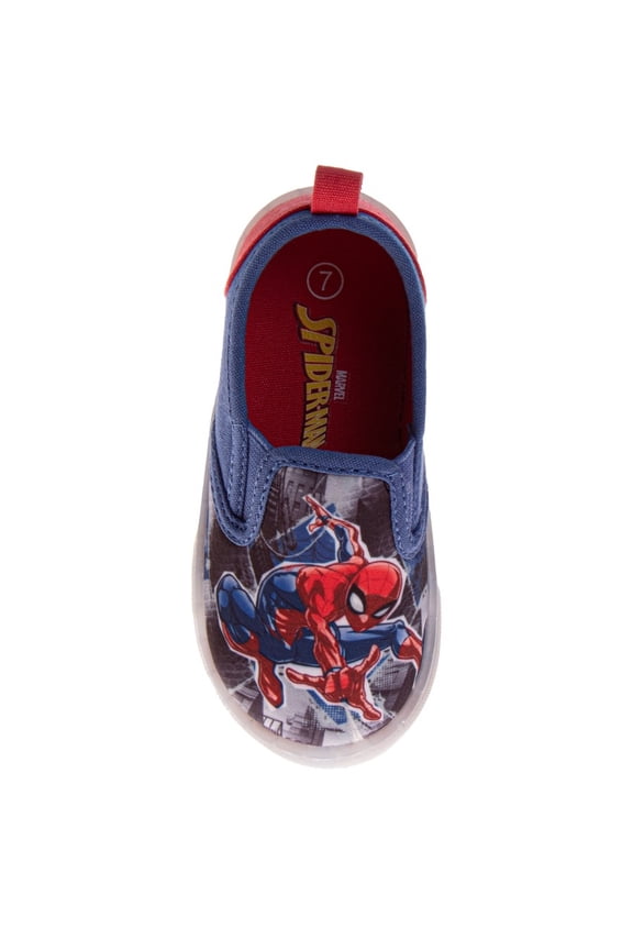 Marvel Spiderman Slip On Canvas Boys, Web, Slinger Easy Wear Everyday Casual Comfortable Fit (Toddler Little Kid), Blue Red, Size: 10