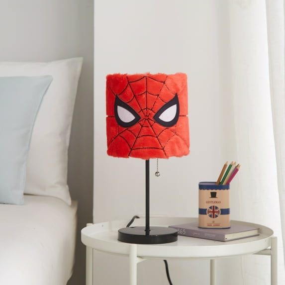 Marvel Spiderman Soft Plush Kids' Table Stick Lamp Light, 15", Red, Plug-In, 1-Light