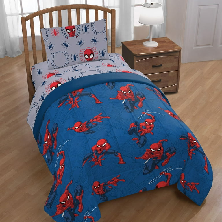 Marvel Spidey & His Amazing Friends Ghost Spidey Purple 4 Piece Toddler Bed  Set, 100% Microfiber